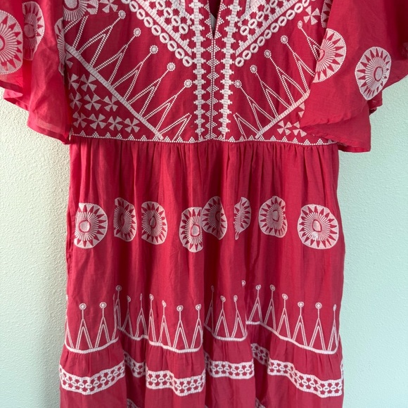 New Oliphant Soleil Red Flirty V-Neck Maxi Dress NWT Boho Casual Women’s Small - Picture 10 of 16